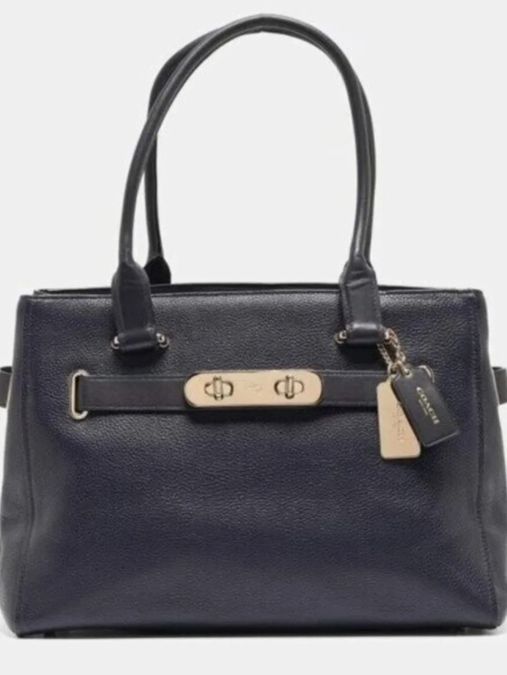 Coach Swagger Black Leather Satchel Purse